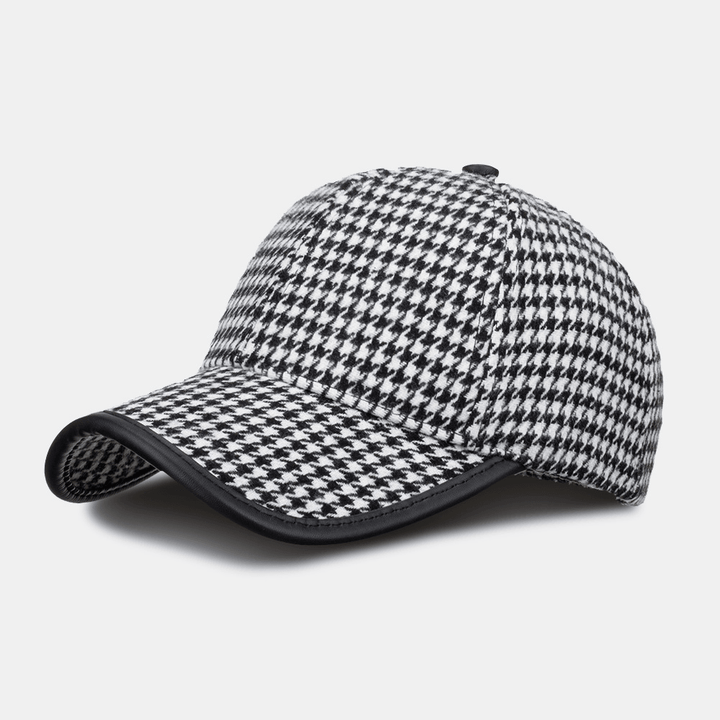 Unisex Polyester Houndstooth Pattern Baseball Cap British Retro Summer Sunshade Adjustable Hat - MRSLM