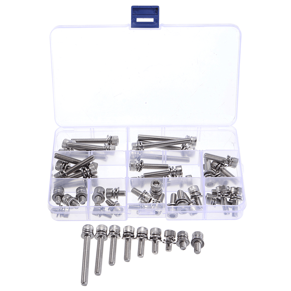 Suleve M6SH3 50Pcs M6 Hex Socket Knurled Cap Head Screw 304 Stainless Steel Bolt Assortment Set - MRSLM