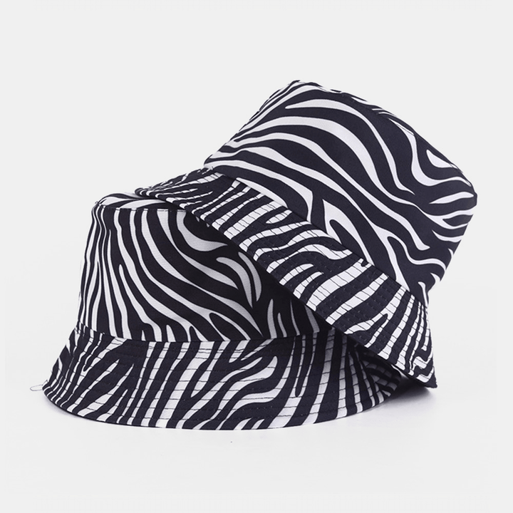 Women Double-Side-Wear Zebra Cow Panda Pattern Print Bucket Hat Fashion Casual All-Match Sunscreen Beach Hat - MRSLM