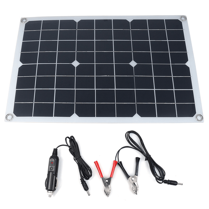 True 20W Solar Panel 12V/5V DC USB Solar Power Panel 4 Heads Monocrystalline - MRSLM