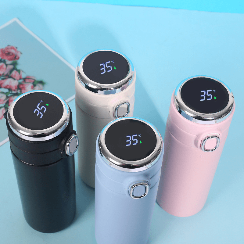 Ipree® 420Ml Smart Thermos LED Digital Temperature Display Bouncy Cover Stainless Steel Water Bottle Thermal Mugs Intelligent Cups Outdoor Travel - MRSLM