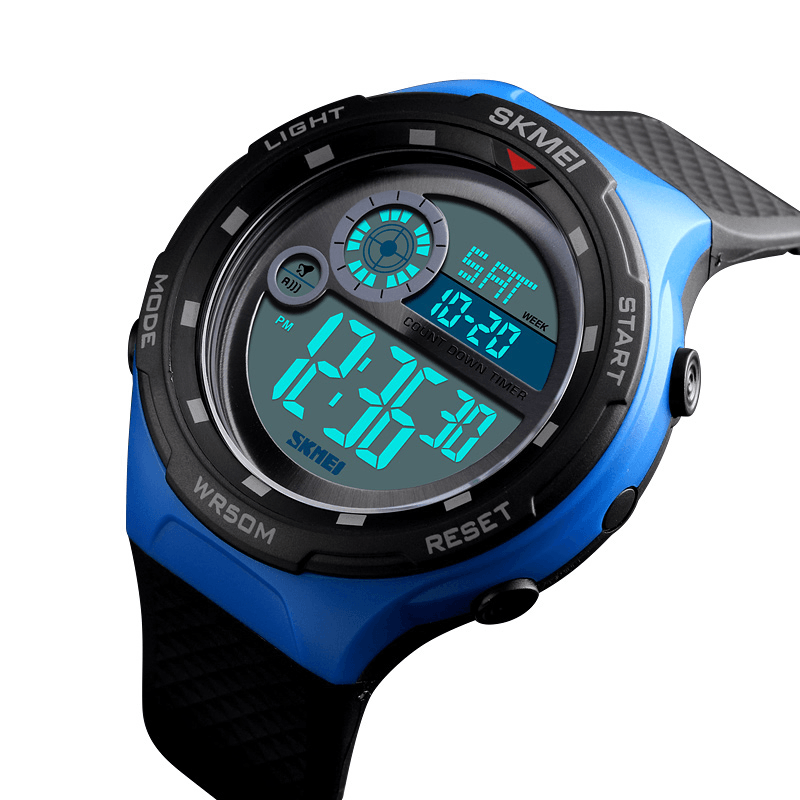 SKMEI 1465 50M Waterproof Countdown Outdoor EL Light Sports Men Digital Watch - MRSLM