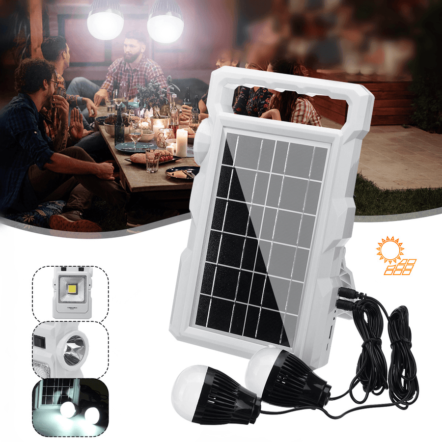 2400Mah Solar Panel Work Light Rechargeable Storage Generator System LED Camping Light Outdoor Fishing Searching Lamp - MRSLM