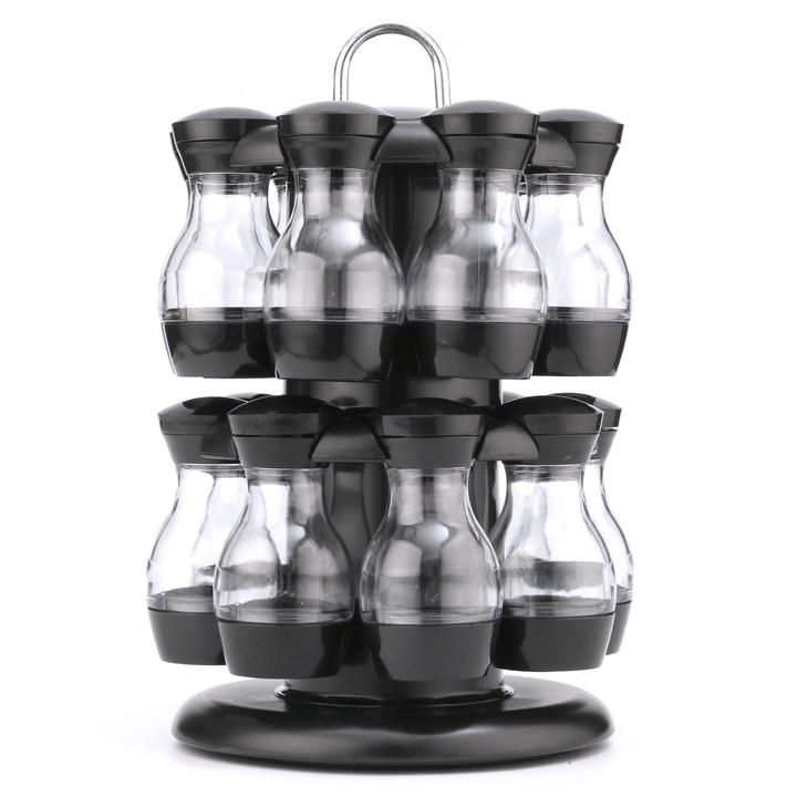 16 Jar Rotating Spice Rack Carousel Kitchen Storage Holder Condiments - MRSLM