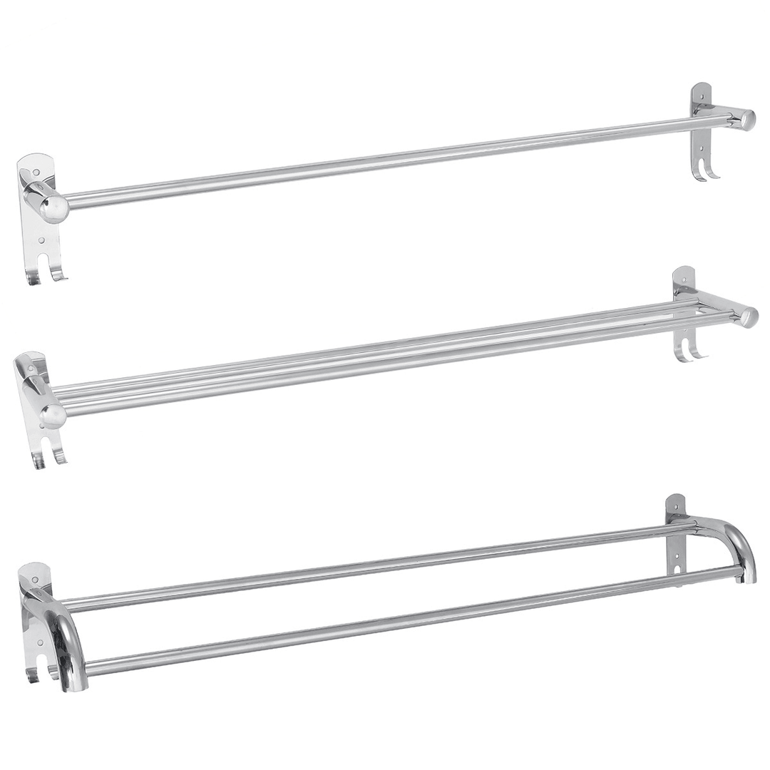 80Cm Stainless Steel Single Double Shelf Wall Mounted Bath Towel Rail Rack for Bathroom Storage Shelf Towel Racks - MRSLM