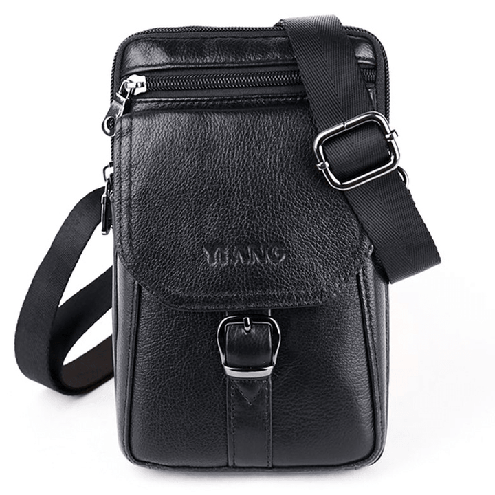 Men Genuine Leather Personalized 5.5 Inches Phone Bag - MRSLM