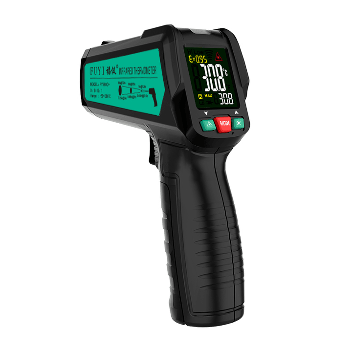 FUYI -50~580℃ Non-Contact Infrared Digital Thermometer Laser Handheld IR Temperature Meter with K Type Thermocouple - MRSLM