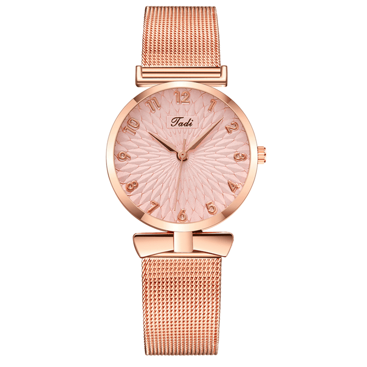 Simple Elegant Women Watch Full Alloy Band Unique Design Dial Adjustable Clasp Quartz Watch - MRSLM