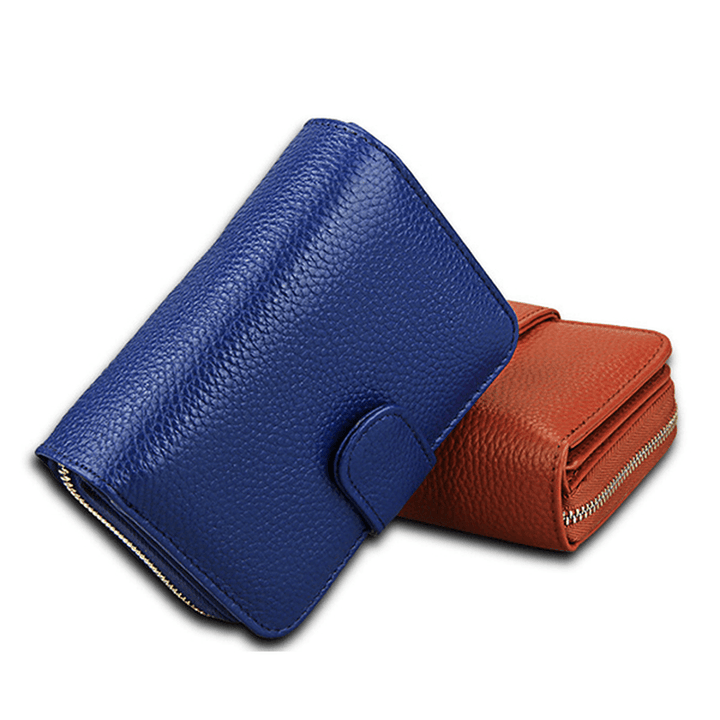 Genuine Leather Unisex 10 Card Slot Wallet Fashion Hasp Card Holder - MRSLM