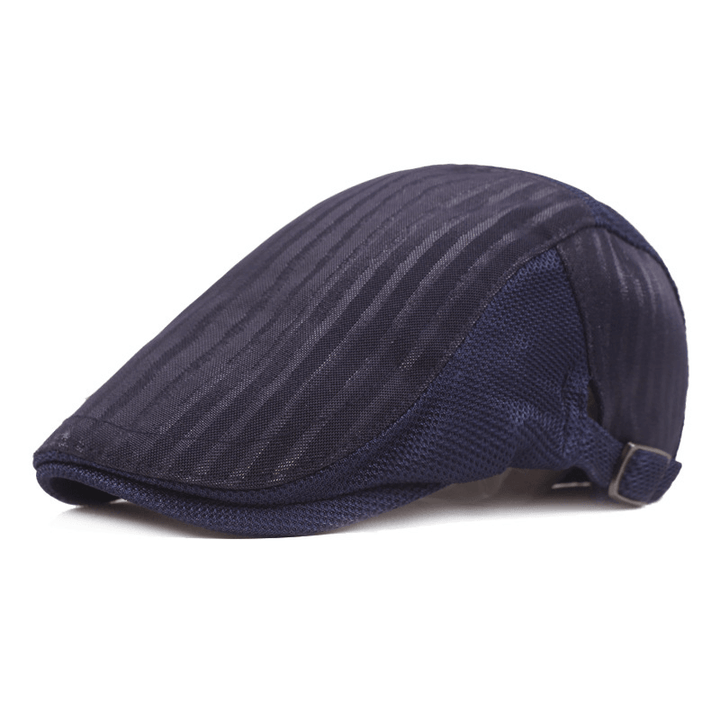 Cap for Men Ventilation Mesh Hood Youth Stripe Forward Hat Women'S Sun Protection Beret - MRSLM