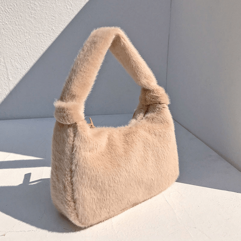 Women Plush Comfy Casual Underarm Bag Handbag Shoulder Bag - MRSLM