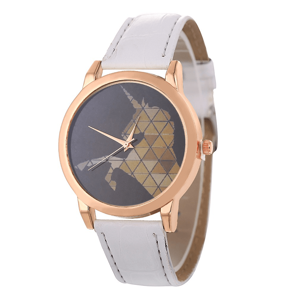 DEFFRUN Fashion Childlike Watch Leather Band Unicorn Pattern Casual Men Quartz Watch - MRSLM