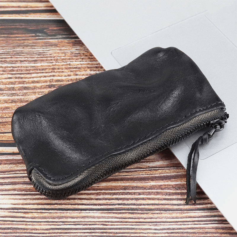 Unisex Made-Old Washed Genuine Leather Personality Casual Multi-Slot Clutch Purse Card Holder Wallet - MRSLM