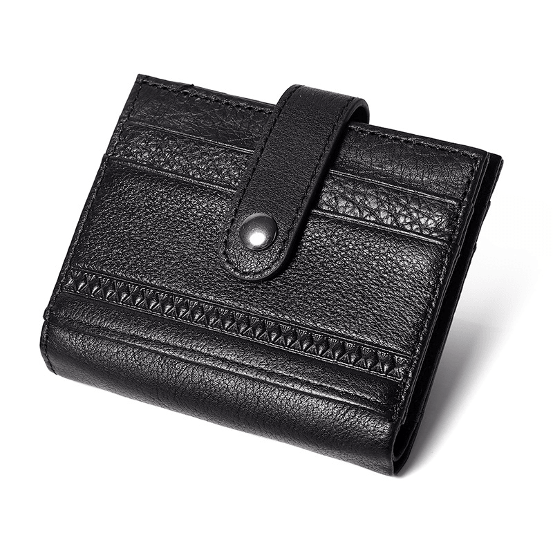 Men Genuine Leather Embossed Retro Business Multi-Slot Leather Card Holder Wallet - MRSLM