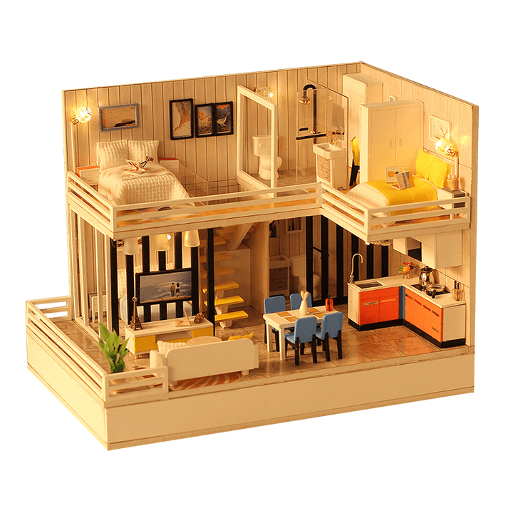 Iiecreate F001 Time Elegant House Handmade DIY Cabin Doll House with Dust Cover Bluetooth Stereo - MRSLM