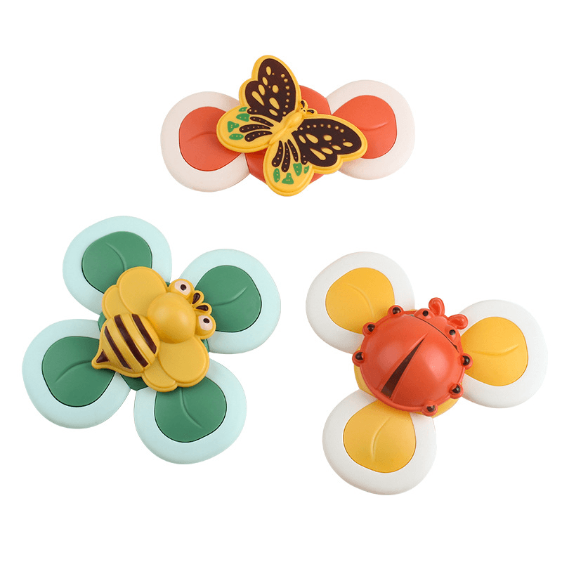 Baby Cartoon Spinning Sucker Finger Rotating Toy Three-Color Insect Animal Sucker That Can Rotate - MRSLM