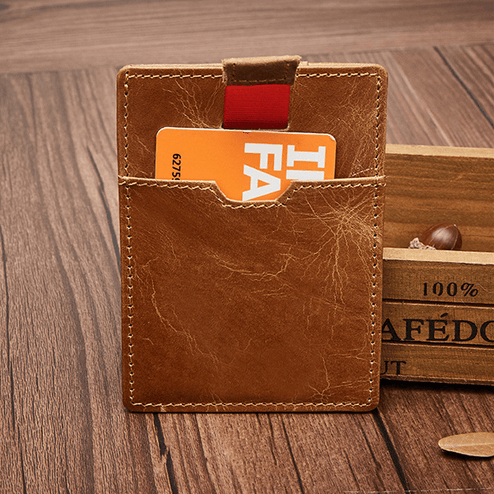 RFID Blocking anti Theft Men Genuine Leather Card Holder Retro Casual Document Wallet - MRSLM