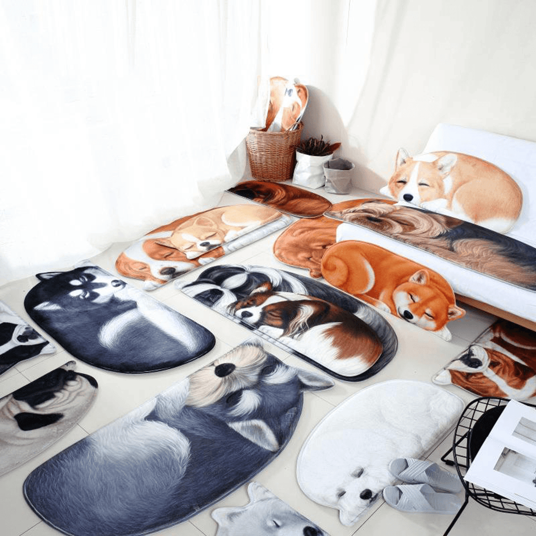 3D Cute Dog Pattern Doormat Indoor Print Door Mat Suedel Floor Rugs - MRSLM