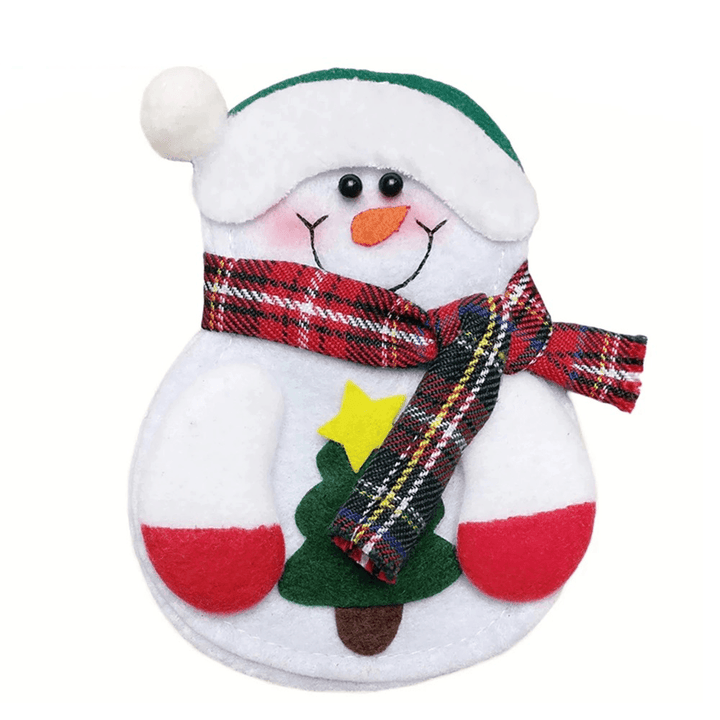 8Pcs Christmas Decor Snowman Kitchen Tableware Holder Bag Party Gift Xmas Ornament for Home Kitchen Table - MRSLM