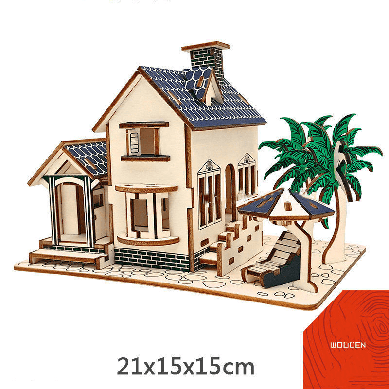 Small Wooden House 3D Fight Children'S Building Block Toy Intelligence Development - MRSLM