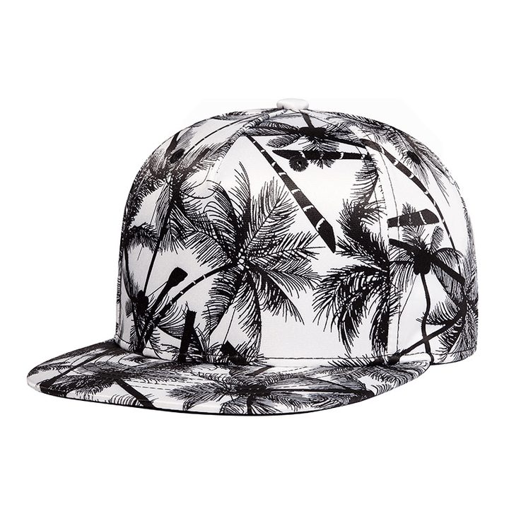 Coconut Tree Pattern Printing Trendy Men'S and Women'S Flat Brim Hat - MRSLM
