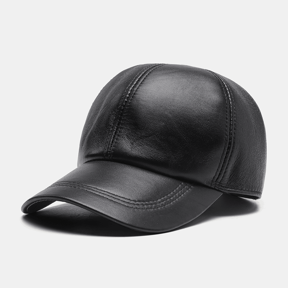 Men Genuine Leather Casual Sunvisor Sport Baseball Hat - MRSLM