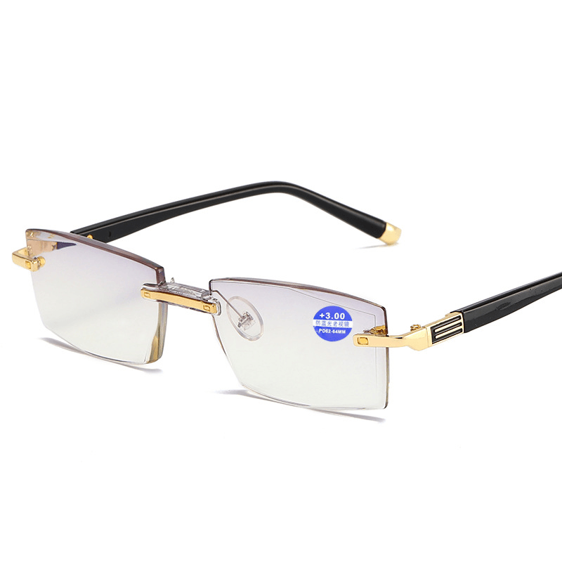 Diamond Cut Edge Anti-Blue Light Resin Glasses Frameless - MRSLM