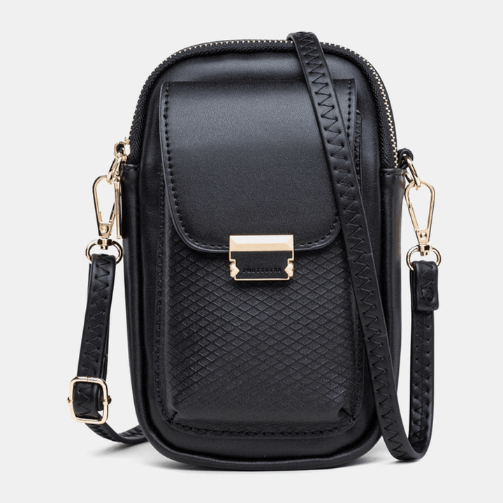 Women Solid Zipper Phone Bag Crossbody Bag Shoulder Bag - MRSLM
