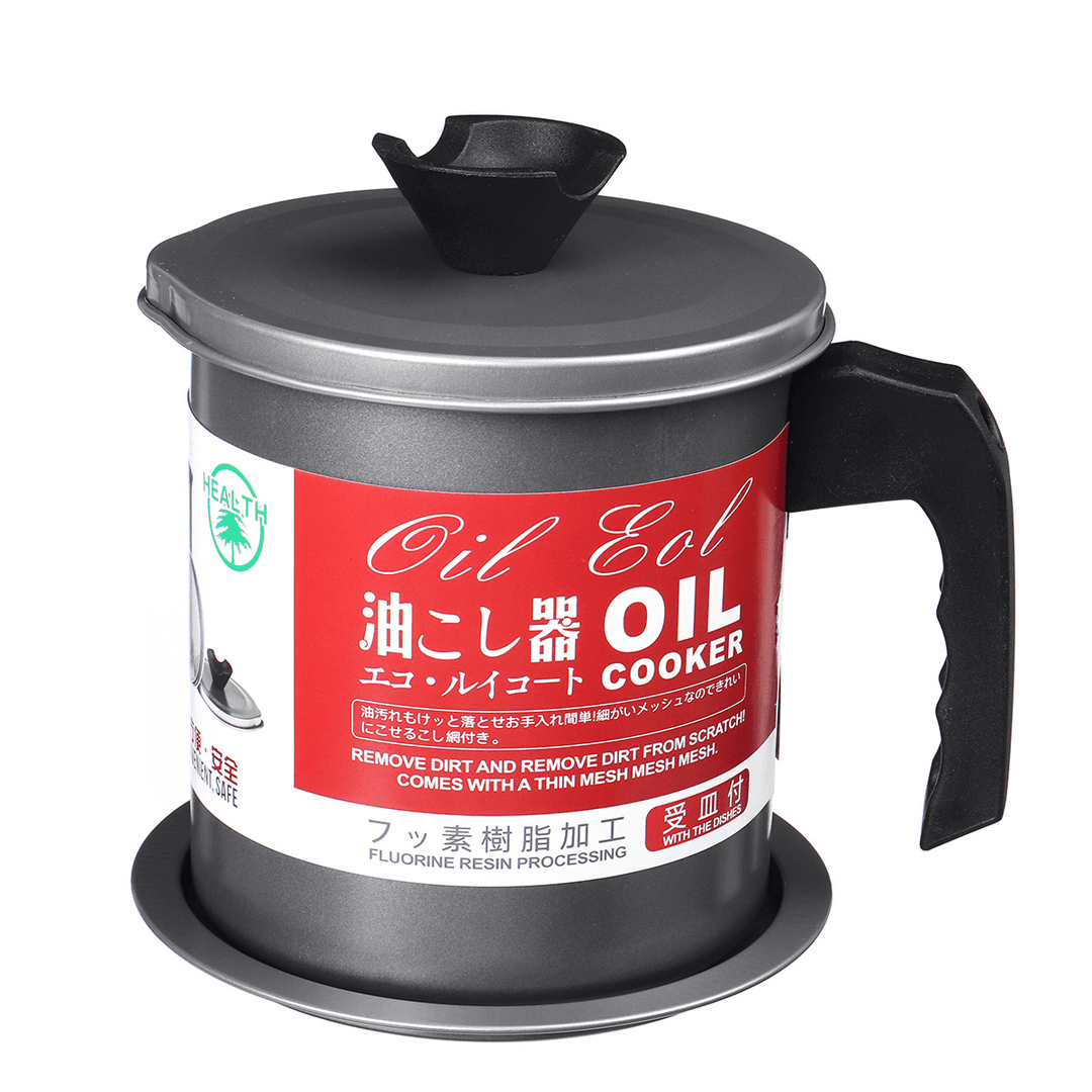 1.4L Capacity Stainless Steel Residue Filter Oil Storage Can with Strainer for Kitchen Filter Oil Tool - MRSLM