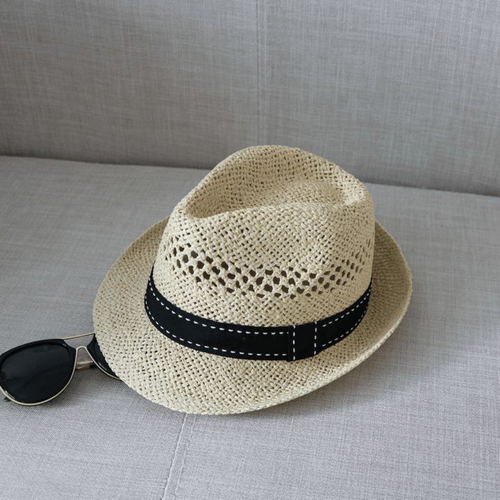 Men Women Summer Straw Knited Sunscreen Hat Outdoor Casual Travel Sea Hat - MRSLM