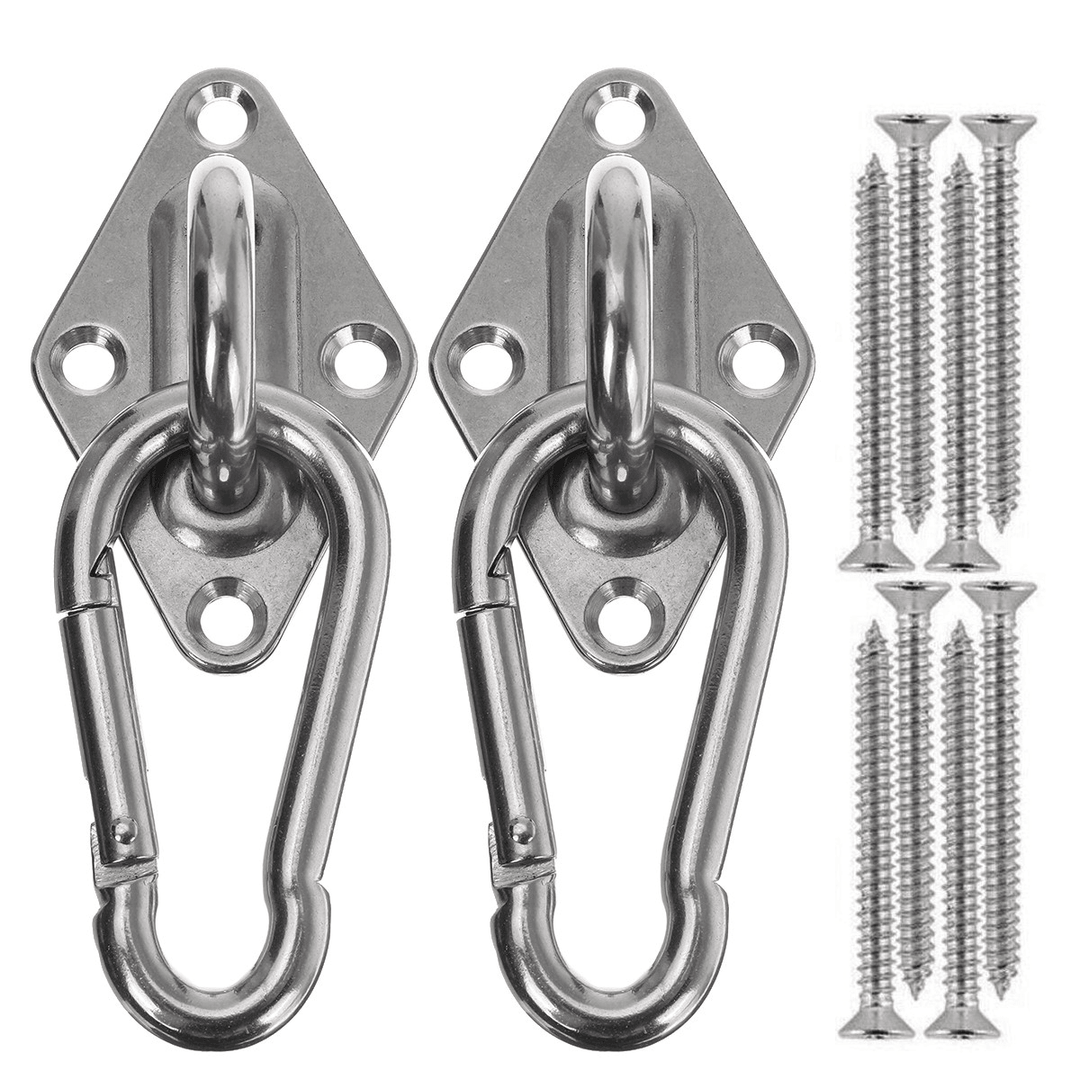 2PCS 304 Stainless Steel Hammock Swing'S Rotatable Hooks Fixed Plate Buckles Tool Kit Set for Hanging Chair Sandbag - MRSLM