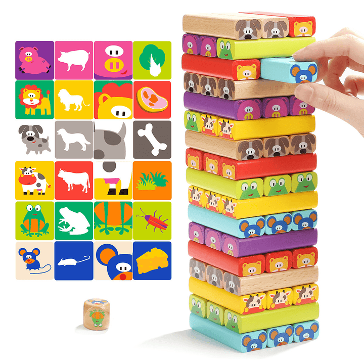 Children'S Jenga Parent-Child Interactive Rainbow Tower Draw Blocks - MRSLM