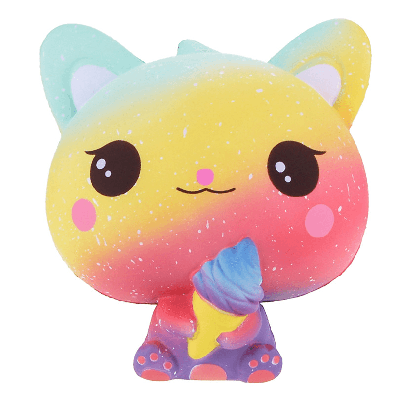 Vlampo Squishy Jumbo Kitten Holding Ice Cream 15CM Licensed Slow Rising with Packaging Collection Gift Toy - MRSLM