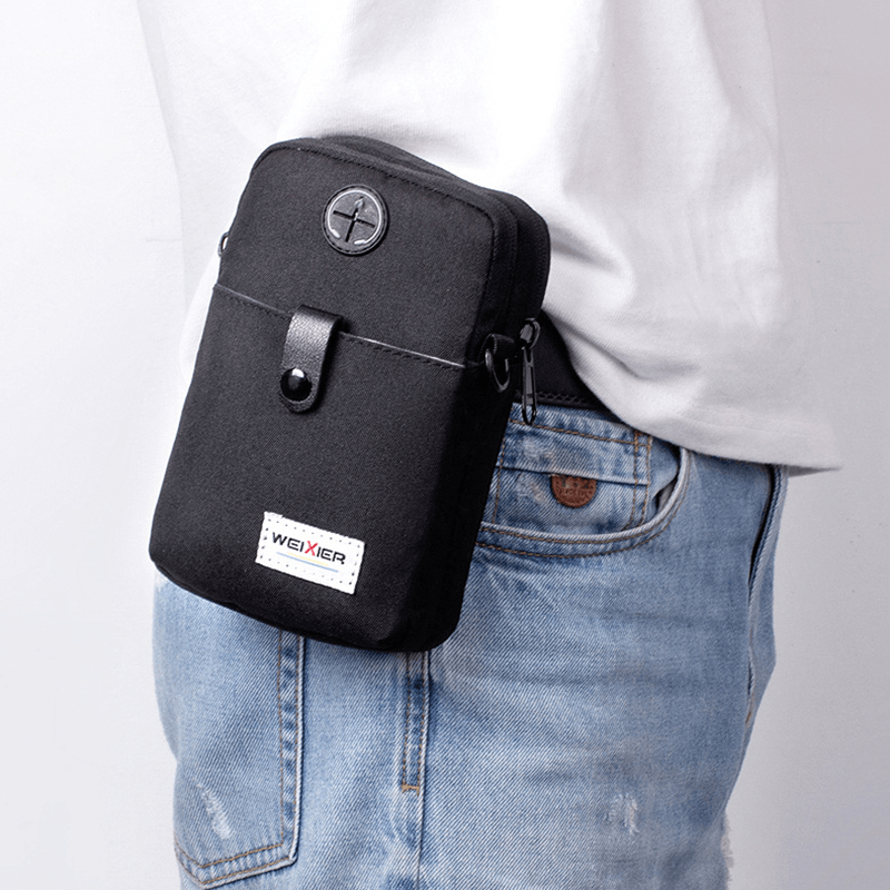 Men Earphone Hole Crossbody Bag Waist Bag Phone Bag for Outdoor Travel - MRSLM