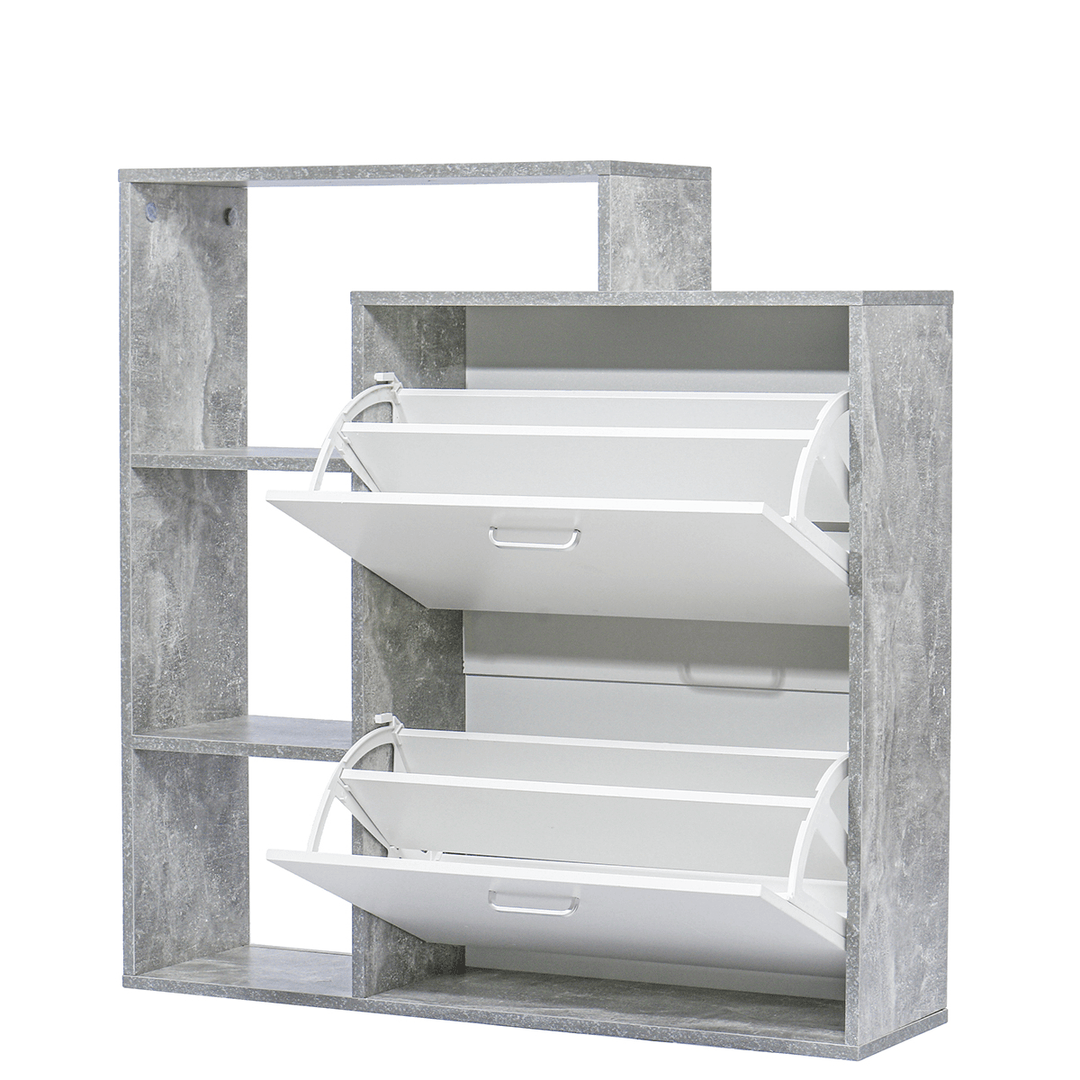 Modern Shoe Cabinet Storage Organizer 2 Door Display Shelf Multifunctional Rack - MRSLM