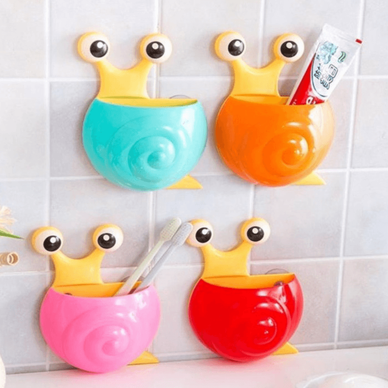 Honana Cartoon Animal Snail Bee Cute Toothbrush Holder Wall Suction Holder Bathroom Set - MRSLM