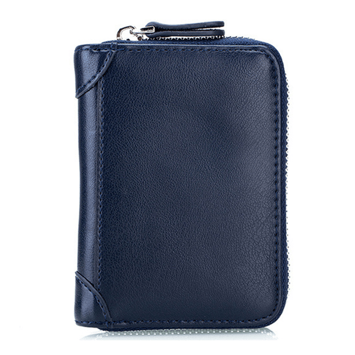 Large Capacity RFID Genuine Leather Men Women Casual Zipper Creddit Card Holder - MRSLM