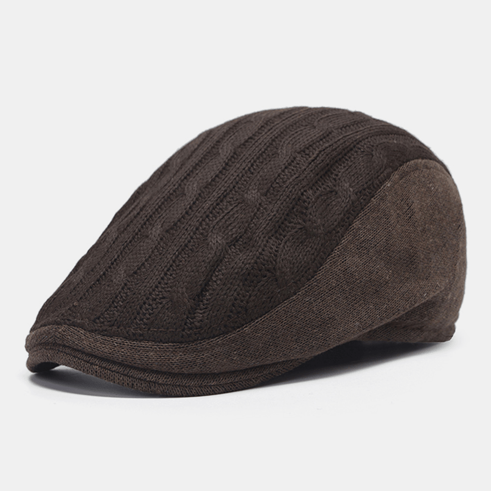 Men Cotton Mesh Breathable Knitted Caps Outdoor Casual Warm Sunshade Beret Cap Flat Hat Forward Cap - MRSLM