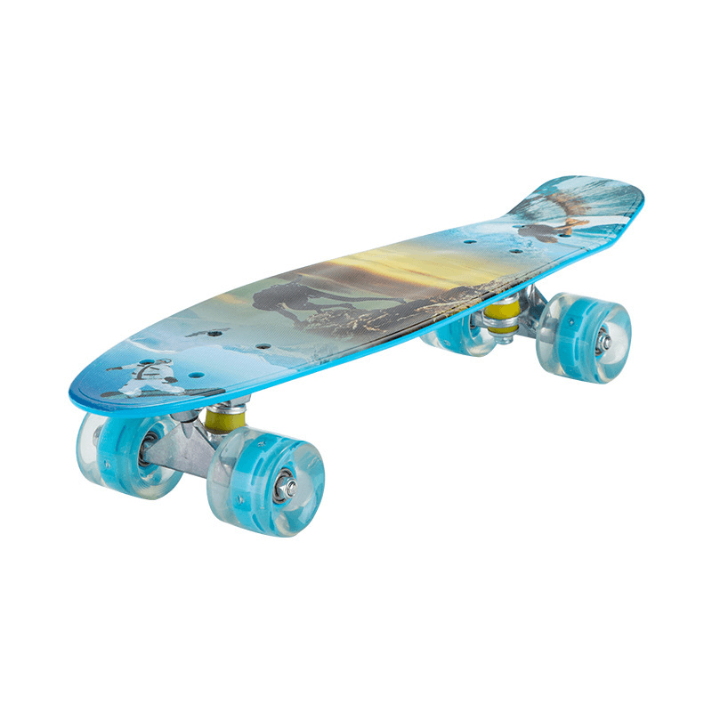 Aluminum PP Plastic Fish Board Flash Wheels Beginner Children Skateboard Silent Flexible Turning for Outdoor - MRSLM