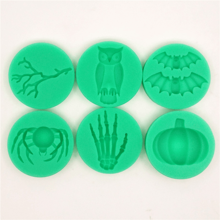 Halloween Silicone Branch Owl Bat Spider Skeleton Hand Pumpkin Fondant Cake Mold Chocolate Mold - MRSLM