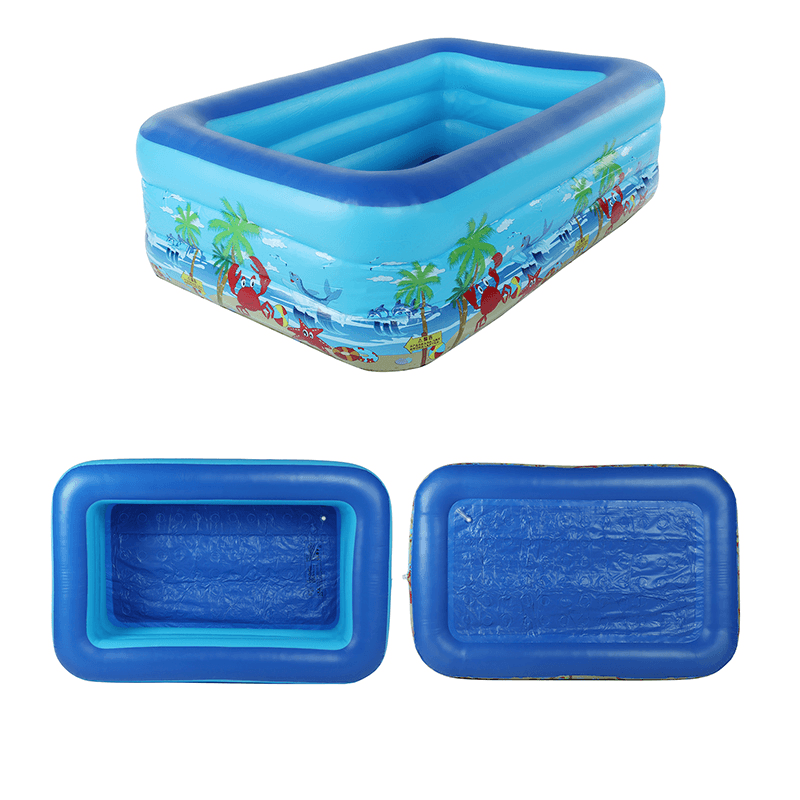 PVC Inflatable Swimming Pool Children Adult Square Bathing Tub Outdoor Garden Home - MRSLM