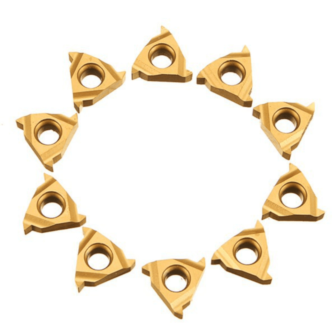 10Pcs 11IRA60 External Thread Carbide Inserts Golden Blades Cutter for CNC Machine External Turning Tool Lathe Cutter - MRSLM