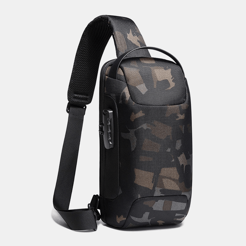 Men Oxford USB Charging Multi-Layers Waterproof Outdoor Crossbody Bag Chest Bag Sling Bag - MRSLM