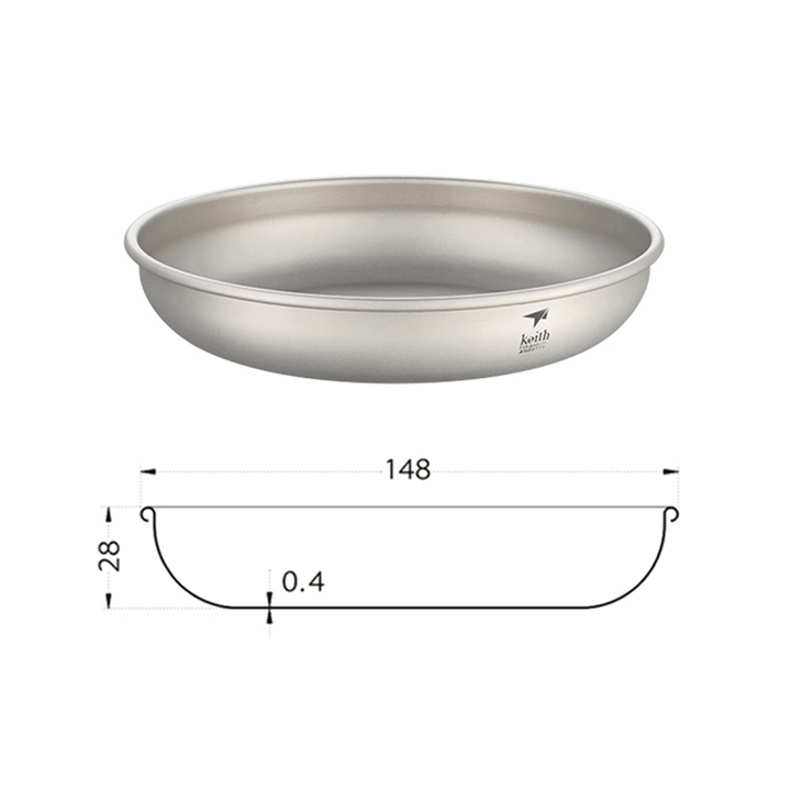 Keith 250/300/400/450ML Titanium Plates Tableware Dishes Ultralight Portable Outdoor Camping Picnic Travel - MRSLM