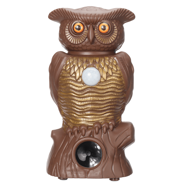 Owl Decoy Bird Repellent Pest Control with Flashing Eyes Ultrasonic Repellent for Outdoor Garden Protector Decoration - MRSLM