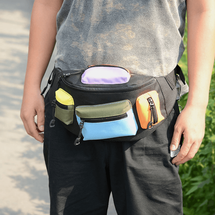 Men Oxford Cloth Casual Fashion Multi-Pocket Sport Outdoor Waist Bag - MRSLM