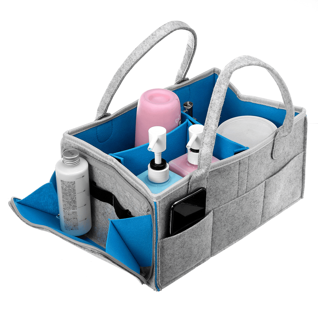 Felt Baby Diaper Bag Folding Storage Bag Caddy Changing Nappy Handbag Diaper Organizer - MRSLM