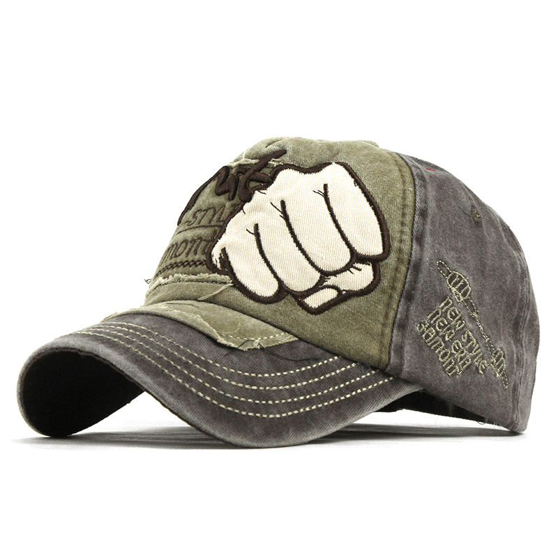 Unisex Fist Versatile Cap Washable Worn Baseball Cap Breathable Cotton Sun Hat - MRSLM