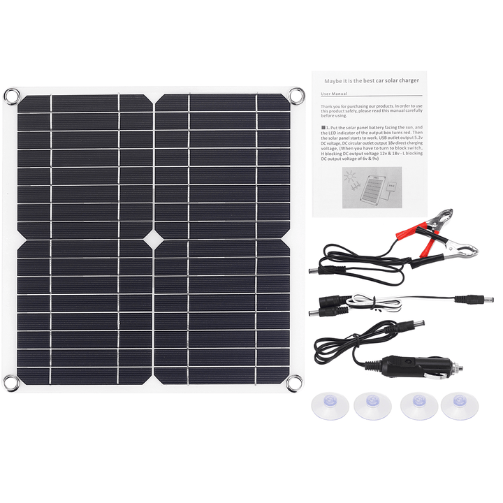 20W 5V Monocrystalline Solar Panel Mono Solar Powered Panel Waterproof Fast Charging Charger Board with Accessories - MRSLM