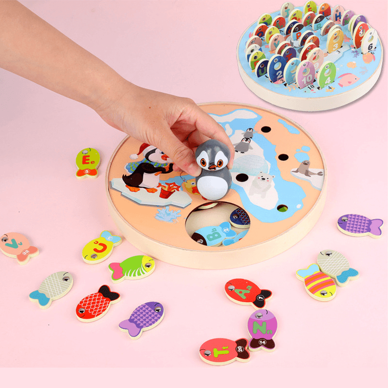 Magnetic Fishing Toy 3 Year Old Baby Puzzle Multifunctional Wooden - MRSLM